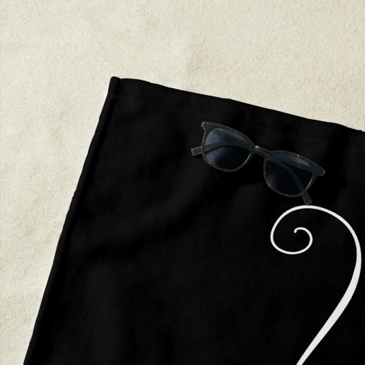 Elegant Black Gold Monogram Script Name Strandlaken (In situ)