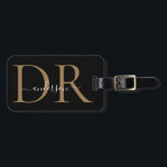 Elegant Black Gold Monogram Script Name Stylish Bagagelabel<br><div class="desc">Elegant Black Gold Monogram Script Name Stylish Bag Label</div>