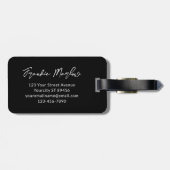Elegant Black Gold Monogram Script Name Stylish Bagagelabel (Achterkant horizontaal)