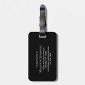 Elegant Black Gold Monogram Script Name Stylish Bagagelabel (Achterkant verticaal)