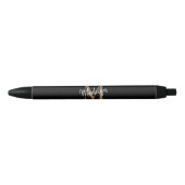 Elegant Black Gold Monogram Script Name Stylish Zwarte Inkt Pen (Voorkant)