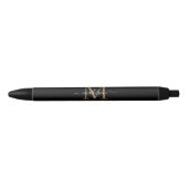 Elegant Black Gold Monogram Script Name Stylish Zwarte Inkt Pen (Voorkant)