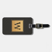 Elegant Black Gold Monogram Script Stijlvol reizen Bagagelabel (Voorkant horizontaal)