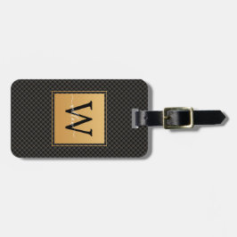 Elegant Black Gold Monogram Script Stijlvol reizen Bagagelabel