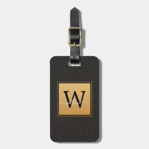Elegant Black Gold Monogram Script Stijlvol reizen Bagagelabel