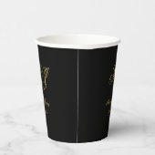 Elegant Black Gold Monogram Script Weddenschap Papieren Bekers (Rechts)