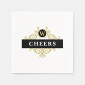 Elegant Black Gold Monogram Servet (Voorkant)
