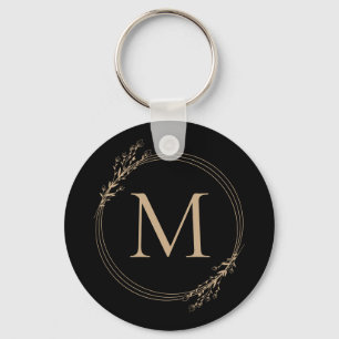 Elegant Black Gold Monogram Sleutelhanger