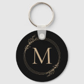 Elegant Black Gold Monogram Sleutelhanger (Achterkant)