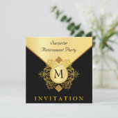 Elegant Black Gold Monogram Special Occasion Kaart (Staand voorkant)