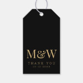Elegant Black Gold Monogram Weddenschap Hartelijk Cadeaulabel (Voorkant)
