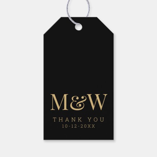 Elegant Black Gold Monogram Weddenschap Hartelijk  Cadeaulabel (Voorkant)