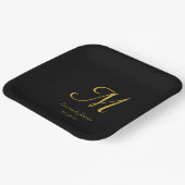 Elegant Black Gold Monogram Weddenschap Papieren Bordje (Gebogen)