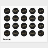 Elegant Black Gold Monogram Weddenschap Ronde Sticker (Vel)