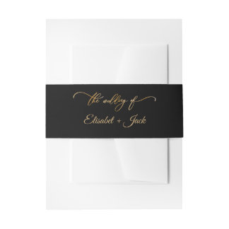 Elegant Black & Gold Monogram Weddenschap Uitnodigingen Wikkel