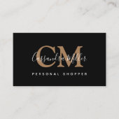 Elegant Black Gold Monogramme Name Professional Visitekaartje (Voorkant)