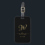 Elegant Black gold monogrammed Bagagelabel<br><div class="desc">Signature</div>
