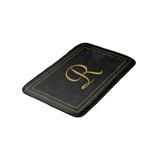 Elegant Black & Gold Monogrammed Personalized Badmat (Gekanteld)