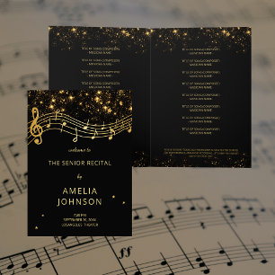 Elegant Black Gold Muziekuitvoering Senior Recital