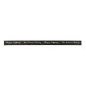 Elegant Black Gold Name Happy Birthday Gift Wrap Satijnen Lint (Voorkant)