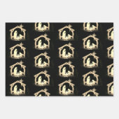 Elegant Black & Gold Natitivity Merry Kerstmis Inpakpapier Vel (Voorkant 2)
