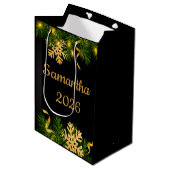Elegant Black & Gold New Year Gift Bag Medium Cadeauzakje (Voorkant Gekanteld)