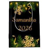 Elegant Black & Gold New Year Gift Bag Medium Cadeauzakje (Voorkant)