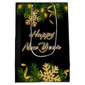 Elegant Black & Gold New Year Gift Bag Medium Cadeauzakje (Achterkant)