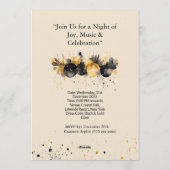 Elegant Black & Gold New Year Invitation Kaart (Achterkant)