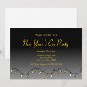 Elegant Black Gold New Year's Eve Party 2026 Kaart (Voorkant / Achterkant)