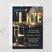Elegant Black & Gold New Years Eve Party Kaart (Voorkant)