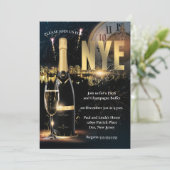 Elegant Black & Gold New Years Eve Party Kaart (Staand voorkant)