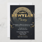 Elegant Black & Gold New Years Eve Party Kaart (Voorkant)