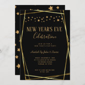 Elegant Black & Gold New Years party Aankondiging (Voorkant / Achterkant)
