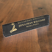 Elegant Black & Gold Notional Public Naambordje (Zijkant)