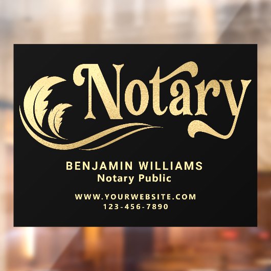 Elegant Black & Gold Notional Public Raamsticker (Vel 2)