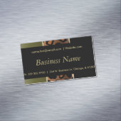 Elegant Black, Gold & Olive Green Leopard Stripes Magnetisch Visitekaartje (Voorbeeld)