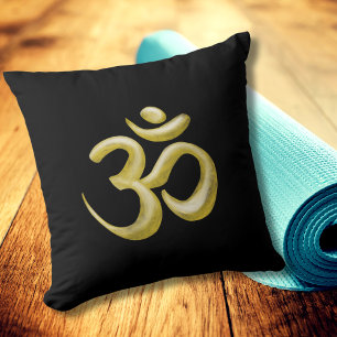 Elegant Black Gold Om Sanskrit Symbol Kussen