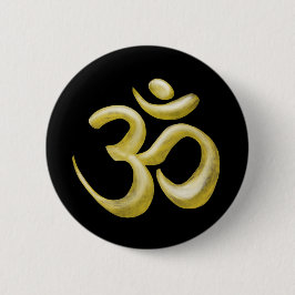 Elegant Black Gold Om Sanskrit Symbol Ronde Button 5,7 Cm