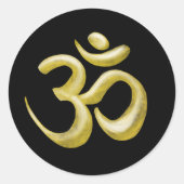Elegant Black Gold Om Sanskrit Symbol Ronde Sticker (Voorkant)