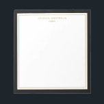 Elegant Black Gold op maat Notitieblok<br><div class="desc">Dit notitieblok heeft een elegante en minimalistische,  dikke zwarte grens en dunne gouden rand. Pas het met jouw naam of bedrijfsnaam aan.</div>
