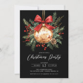 Elegant Black Gold Ornament Christmas Invite Kaart (Voorkant)