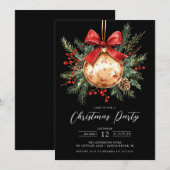 Elegant Black Gold Ornament Christmas Invite Kaart (Voorkant / Achterkant)