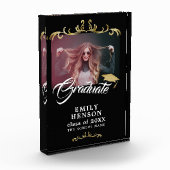 Elegant Black Gold Ornamenten Afstudeerder Afstude Fotoblokken (Links)