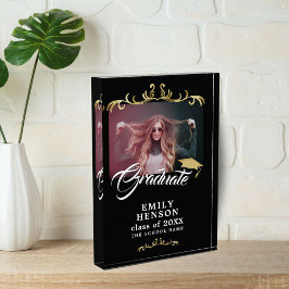 Elegant Black Gold Ornamenten Afstudeerder Afstude Fotoblokken