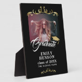 Elegant Black Gold Ornamenten Afstudeerder Afstude Fotoplaat (Zijkant)