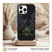 Elegant Black Gold Paisley Monogram Case-Mate iPhone Case