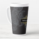 Elegant Black Gold Paisley Monogram Latte Mok (Linkerhoek)