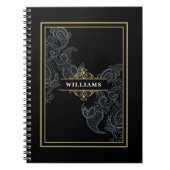 Elegant Black Gold Paisley Monogramed Notitieboek (Voorkant)