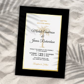 Elegant Black Gold Palm Tree Beach Weddenschap Folie Uitnodiging